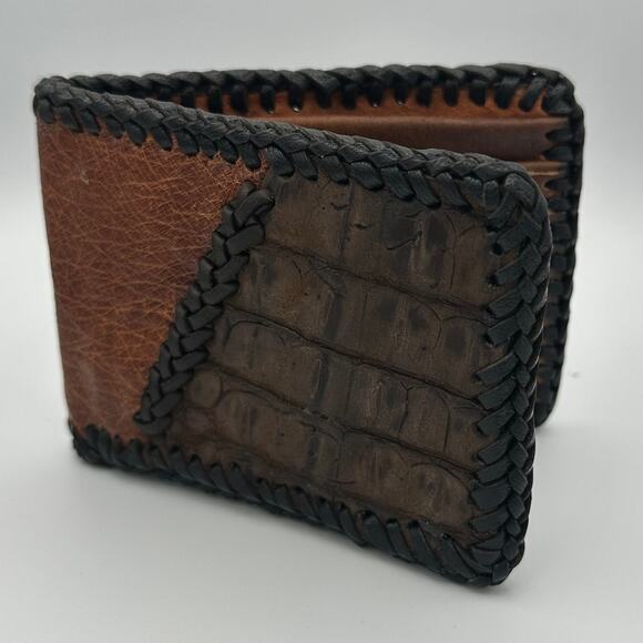Oaxaca Handmade Real Leather & Crocodile Skin Bifold Wallet - Picture 7 of 7